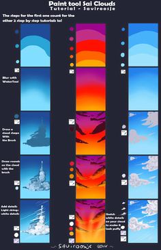 an info sheet showing different types of clouds in the sky, and how to use them