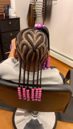 Up In One Cornrow Natural Hair, Braided Hairstyles Black Girls Kids, Cute Hairstyles For Black Kids Natural, Lil Girls Braided Hairstyles, Kid Feed In Braid Styles, Kid Braids With Beads, Kid Braid Styles Natural Hair, Empress Braids, Braids For Little Black Girls Hairstyles