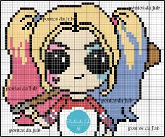 Harley Quinn Perler Beads, Harley Quinn Pixel Art, Harley Quinn Cross Stitch Pattern, Cross Stitch Harry Potter, The Super Mario Bros Movie, Super Mario Bros Movie, Cross Stitch Fonts