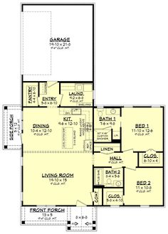 the first floor plan for a house with two master suites and an attached living area