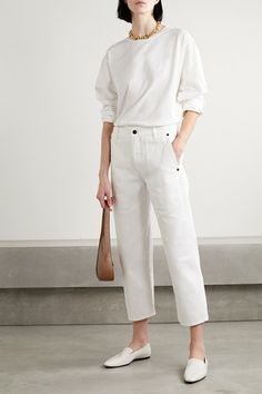 Designer Jeans For Women, Laura Lombardi, Pants White, Evening Outfits, Cashmere Cardigan, Designer Jeans, White Pants, White Denim, Types Of Fashion Styles