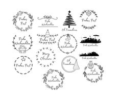 a bunch of christmas stickers on a white background