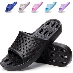 PRICES MAY VARY. ✔️ This is a very comfortable shower shoes. When you used in the shower, there are many drainage holes in the sole for quick drainage, which makes your feet dry and comfortable. ✔️ Super Soft & Lightweight: Made of high-elastic EVA, only about 0.23kg/pairs. when you wear them, they will make your feet feel comfortable and reduce fatigue. ✔️ Non-slip: The sole has many non-slip bumps, that are good for to prevent slipping, including in wet shower rooms. ✔️ The Slipers Widely Occa Dorm House, Shower Rooms, Shower Sandals, Shower Slippers, Shower Shoes, Comfy Slippers, Comfortable Slippers, Dorm Room Essentials, House Slippers