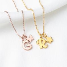 Cute Gold Name Necklace For Personalized Gift, Birthday Charms Necklace With Initial Pendant, Initial Pendant Necklaces With Charms For Birthday, Initial Pendant Necklace With Charms For Birthday, Personalized Pink Charm Necklace As Gift, Cute Charm Necklaces For Birthday, Birthday Initial Pendant Necklace With Charms, Rose Gold Initial Necklace With Charms For Gift, Initial Pendant Charm Necklace As Gift For Mom