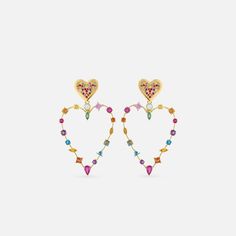 Rainbow Love Transformer Earrings Elegant Multicolor Heart Cut Jewelry, Rainbow Heart Beads Jewelry, Multicolor Heart Cut Multi-stone Jewelry, Multicolor 17 Jewel Earrings For Party, Multicolor Heart Charm Jewelry For Anniversary, Sterling Silver Multicolor Jewelry With Heart Charm, Elegant Multicolor Heart Earrings Gift, Elegant Multicolor Heart Earrings For Gift, Multicolor Heart Pendant Jewelry For Parties