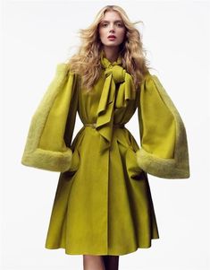 Chartreuse Outfit, Dior Fall 2007, Craig Mcdean, Lily Donaldson, Dior Collection, Vogue Japan, John Galliano, It's Cold Outside, Apple Green