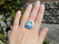 Georgian Cloisonne Enamel Ring, Ocean Waves Ring, Fine Silver Jewelry for Woman, Tropical Sunset Ring, Vitreous Enamel Souvenir From Tbilisi - Etsy Australia Adjustable Enamel Round Ring, White Sterling Silver Enamel Ring As Gift, White Enamel Sterling Silver Ring As A Gift, Adjustable Round Enamel Ring, Handmade White Enamel Ring, Adjustable Enamel Ring, Unique White Enamel Ring For Gift, Unique White Enamel Ring As A Gift, Silver Oval Hand Painted Jewelry