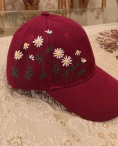 Handmade caps Painted Items, Pretty Hats, Blouse Design Images, Hat Embroidery, Embroidered Caps, Painted Clothes, Handmade With Love, Blouse Designs, With Love