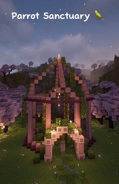 a screenshot of the parrot sanctuary in minecraft