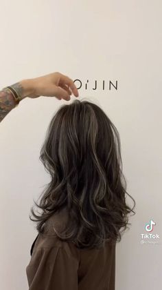 Dye Hair For Brown Hair, Surface Highlights Hair, No Dye Hair Color, Dark Ashy Highlights, Japanese Balayage, Ashy Babylights On Dark Hair Short, Hair Color Aesthetic Korean, Abg Hairstyle Colour