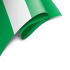 a green and white flag on a white background