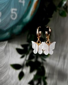 Faux white opal butterfly earrings Amethyst Pendant, Butterfly Earrings, White Opal, Earrings Handmade, Jewelry Earrings Dangle, Etsy Earrings, Dangle Drop Earrings, Opal, Dangle Earrings