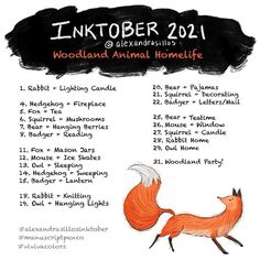 a poster with an image of a fox and the words inktober 2012 on it