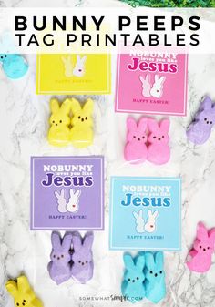 easter bunny peeps printables for kids to use in crafts and books on the table