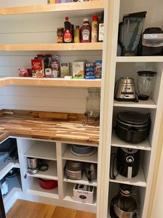 an organized pantry with lots of food items