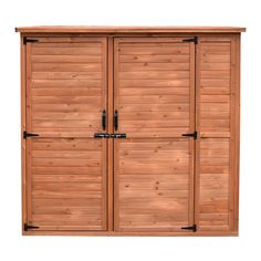 a large wooden storage cabinet with two doors