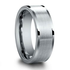 men's wedding band with satin finish and black inlays, made from stainless steel