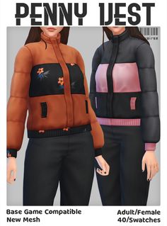 an image of two women in jackets with text that reads penny jest base game compatible