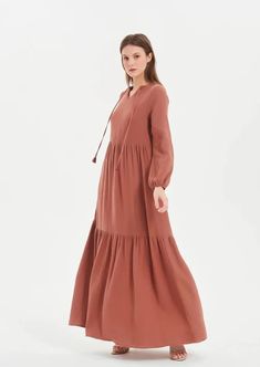 Aurelia Maxi Dress - White Casual V-neck Maxi Dress With Gathered Sleeves, Casual V-neck Smocked Dress With Elastic Sleeves, Modest Cotton Maxi Dress For Fall, Flowy Long Sleeve Maxi Dress With Tie Waist, Casual V-neck Peasant Dress For Spring, Spring Casual Maxi Dress With Gathered Sleeves, Casual Maxi Dress With Elastic Sleeves For Fall, Casual Fall Maxi Dress With Elastic Sleeves, Relaxed Fit Long Sleeve Cotton Midi Dress