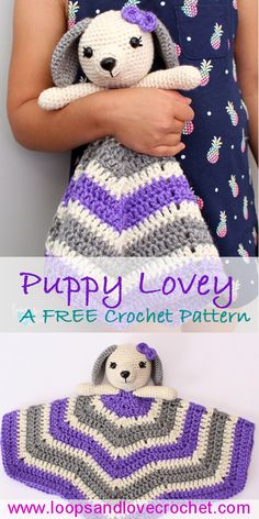 a crochet pattern for a puppy lovey and a free crochet blanket