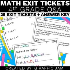 four math exit tickets for 3rd grade and 6th grade students to use in the classroom