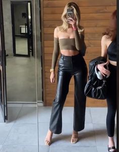 Style Leather Pants, Leather Street Style, Clothing Ideas, Summer Style, Dream Closet, Dress To Impress, Date Night, Leather Pants, Pinterest Likes