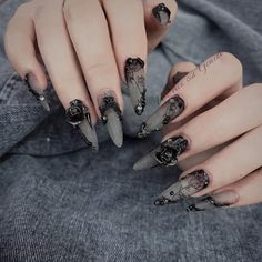 Black Angel Nails, Summer Nails 2022, 2022 Nails, Asian Nails, Hippie Nails, Anime Nails, Stylish Nails Designs