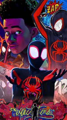 spider - man into the spider - verse movie poster with an image of two people