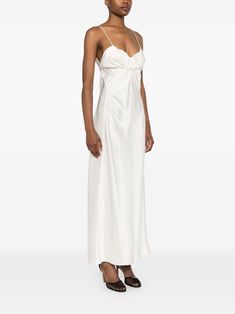 Find JIL SANDER Satin Midi Dress on Editorialist. white satin finish concealed rear zip fastening bustier-style neckline spaghetti straps V-back slip silhouette straight hem mid-length Summer Formal Satin Dress With Ruched Bodice, Formal Satin Dress With Ruched Bodice For Summer, Formal Satin Dress With Delicate Straps, White Satin Evening Slip Dress, Fitted Satin Finish Dress For Daywear, Elegant Lined Slip Dress With Spaghetti Straps, White Satin Formal Slip Dress, Elegant Lined Slip Dress For Date Night, Formal White Satin Slip Dress