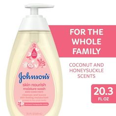 Gently cleanse & moisturize baby's delicate and developing skin with Johnson's Baby Skin Nourish Moisture Wash. Designed specifically for babies & suitable for kids & adults too, this nourishing baby body wash helps leave infant's delicate skin clean, soft & feeling moisturized. The skin cleansing baby bath wash is enriched with 2x more moisturizers* to nourish skin as it washes. In fact, 95% of caregivers agree that baby's skin felt moisturized after use. Formulated with a coconut & honeysuckle Liquid Body Wash, Ariel Wedding, Baby Body Wash, Hair Clean, Skin Cleansing, Soft Feeling, Sensitive Skin Care, Baby Shampoo, Skin Hair