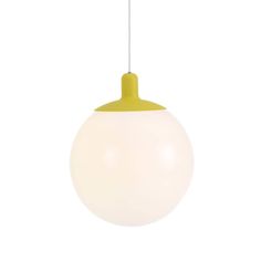 a white and yellow light hanging from a ceiling