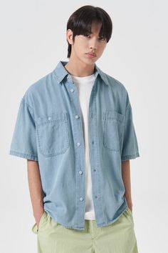 KOODING carries the latest 8seconds denim shirts. KOODING is the global leading shopping website in providing authentic Korean fashion, beauty and lifestyle items, including clothing, cosmetics, shoes, accessories, and bags in affordable, fast, easy, and safe way. Casual Washed Denim Short Sleeve Top, Casual Washed Denim Top With Short Sleeves, Casual Light Wash Cotton Denim Top, Light Blue Cotton Denim Top With Pockets, Indigo Short Sleeve Cotton Denim Top, Casual Washed Denim Top, Indigo Short Sleeve Denim Top, Indigo Cotton Denim Top With Short Sleeves, Casual Light Indigo Denim Cotton Top