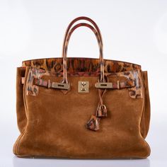 Hermes Birkin 35 Fauve Grizzly Suede & Capucine Evercolor Permabrass Hardware – JaneFinds Luxury Hand Painted Brown Bags, Vintage Hermes Crossbody Bag, Luxury Leopard Print Bags For Formal Events, Kule Ting, Investment Bags, Hermes Birkin 35, Handbag Organization, Vintage Hermes, Pretty Bags