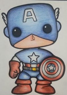 a drawing of captain america with the letter a in it's chest and arms