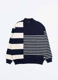 Japan Color, Japanese Streetwear, Sweater Sale, Mock Neck Sweater, Us Navy, The 80s, Ivory White, Border Design, Knitted Sweater