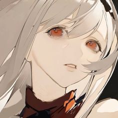 an anime character with white hair and orange eyes