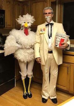 a man and woman dressed up in costumes