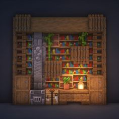 Minecraft Sign Board Design, Minecraft Tiny House Interior, Minecraft Alchemy Room Ideas, Crafting Room Minecraft, Minecraft Altar Ideas, Bookshelves Minecraft, Minecraft Altar, Minecraft Windows Design, Minecraft Bookshelf