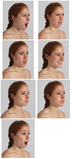 multiple images of a woman making funny faces