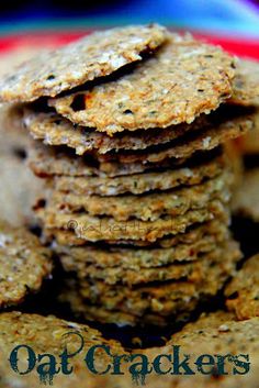 a stack of crackers sitting on top of a plate