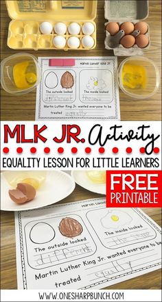 the printable worksheet for making mr and mrs activity is shown with eggs