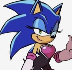 sonic the hedgehog is running with his heart shaped hand in it's right hand