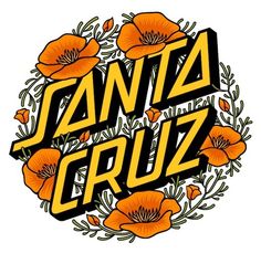 the santa cruz logo with orange flowers