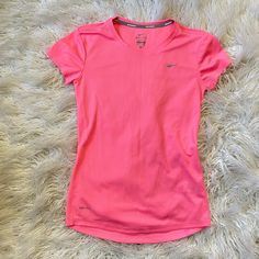 Hot Pink Nwot Nike Dri Fit Atheletic Shirt. Super Cute And Comfortable Pink Moisture-wicking T-shirt, Pink Sportswear T-shirt For Workout, Pink Short Sleeve Sportswear T-shirt, Fitted T-shirt For Gym In Spring, Spring Fitted T-shirt For Gym, Nike Pink Tops For Gym, Nike Pink Gym Tops, Nike Fitted Sports Shirt, Nike Fitted Shirt For Sports