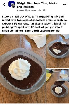 Premier Protein Pudding Recipe Sugar Free, Sugar Free Pudding Recipes, Protein Pudding Recipe Sugar Free, Weight Watchers Snacks, Weight Watchers Recipes Desserts