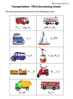 the worksheet for transportation fill in the missing words with pictures to match them