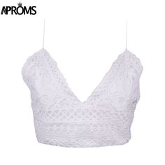 White Lace Crochet Camisole Cami Women Summer Backless Bow Tie Up Tank Tops L0011 Crochet Camisole, Crop Top Blanco, Boho Crop Top, Female Streetwear, Top Bustier, Boho Crop Tops, Solid Skirt, Stunning Tops, Summer Lace