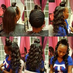 Kimberly Hair, Half Up Half Down Braids, Black Women Updo Hairstyles, Braids Black Women, Cutest Hairstyles, Weaving Styles, Mani Nails, Black Ponytail, Weave Ponytail Hairstyles