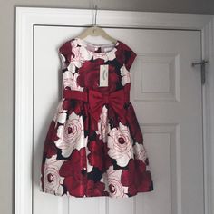 Gymboree Holiday Dress Red Spring Dress-up Dresses, Red Dress-up Dresses For Spring, Red Sleeveless Holiday Dress For Spring, Red Dress For Spring Dress-up, Red Floral Print Holiday Dress, Red Dress For Dress-up In Spring, Dresses Holiday, Holiday Dress, Holiday Dresses