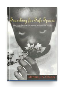 the book cover for searching for safe spaces by michael j chance, with an image of a child holding flowers in his mouth